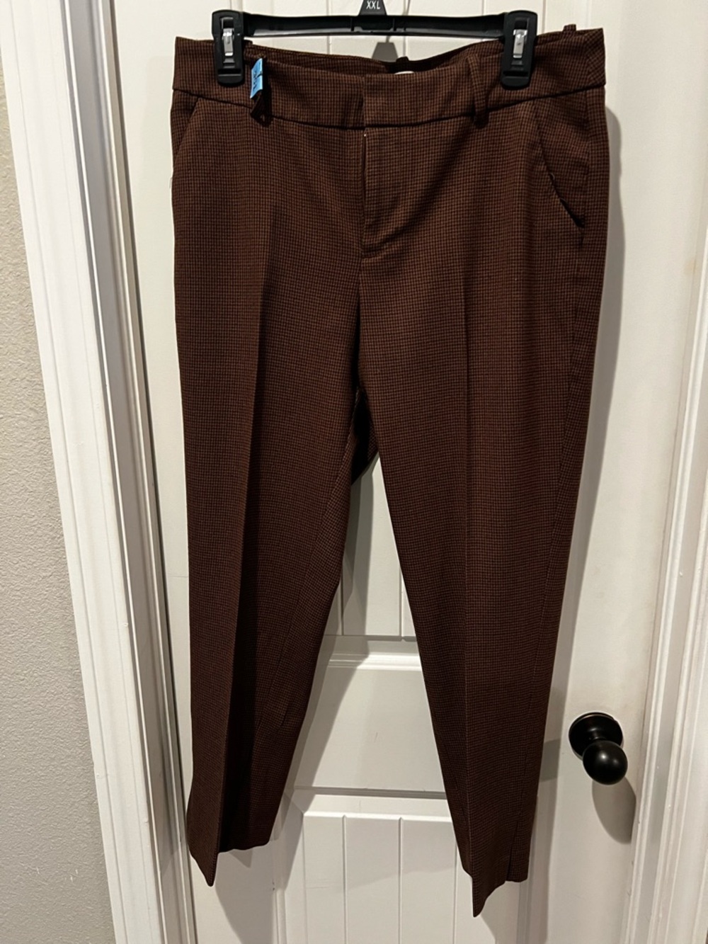Women's A New Day Cropped Dress Pants Brown black plaid houndstooth women’s 10